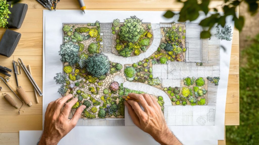 A landscape architect is designing the garden layout