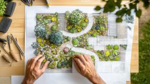 A landscape architect is designing the garden layout